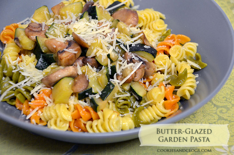 Easy Butter-Glazed Garden Pasta Recipe w/ Tri-Color Rigatoni, Zucchini, & Mushrooms