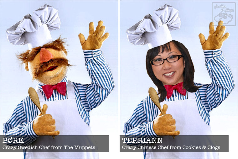 Swedish Chef Bork from Muppets and TerriAnn from Cookies & Clogs
