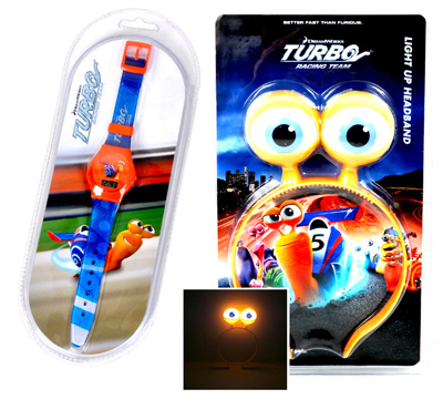 TURBO Movie Prize Pack w/ $15 Gift Certificate, watch, and light-up headband