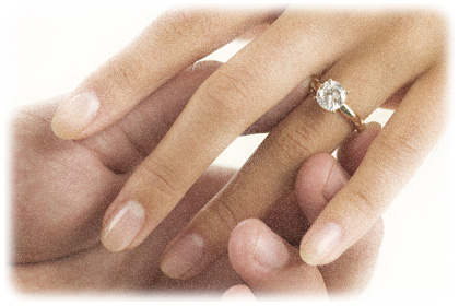 Man giving woman diamond engagement ring