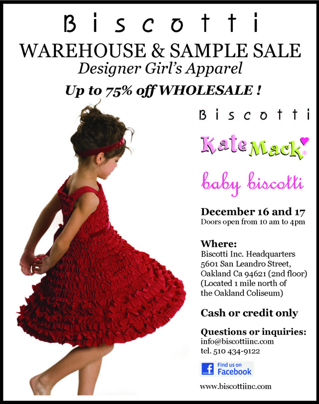 Biscotti Designer Girls Apparel warehouse and sample sale in oakland december 2011