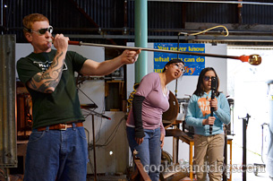 Glassblowing lesson at Harmony Glassworks in California