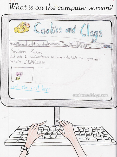 Computer Screen Doodle of Cookies and Clogs