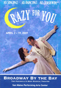 Crazy for You musical featuring the songs of Gershwin by Broadway by the Bay in San Mateo in April 2009