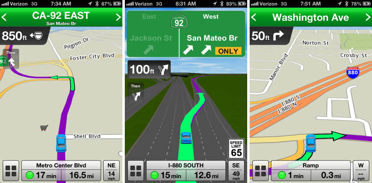 Verizon VZ Navigator iOS app screenshots