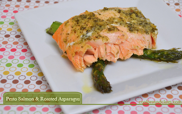 Baked Pesto Salmon Recipe with Roasted Asparagus