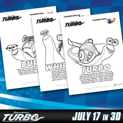 TURBO Movie Trailer Snail Movie by Dreamworks Printable Coloring Pages