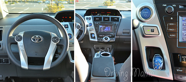 2014 Toyota Prius v Family Hybrid Review - Dashboard, Controls, and Gears