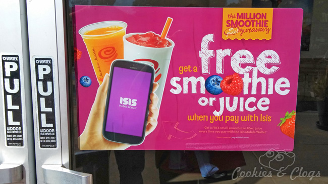 Softcard Mobile Wallet App on Verizon, AT&T, and T-Mobile for NFC Phones with a Secure Element on its SIM card. Plus get a free Jamba Juice smoothie or drink everyday.