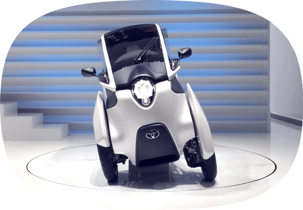 Toyota i-ROAD compact 3-wheel electric vehicle (EV) in use in Toyota City, Japan