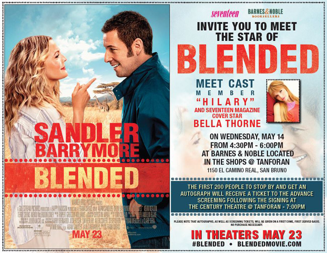 BLENDED Movie pre-screening plus meet and signing by Bella Thorne #SanBruno #Blended