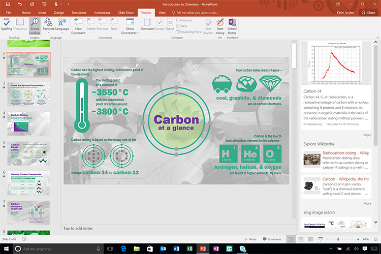 Technology | Microsoft Office 2016 is now out with new collaborative tools. Find out about the new features from during the San Francisco launch event. See Smart Lookup in Powerpoint 2016.