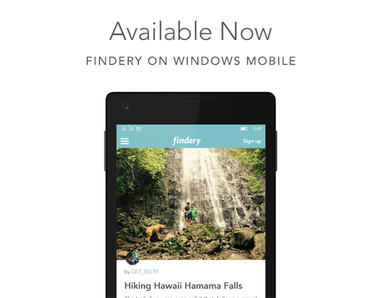 Travel | Technology | The travel social network, Findery, is now available on Windows 10. See here for details.