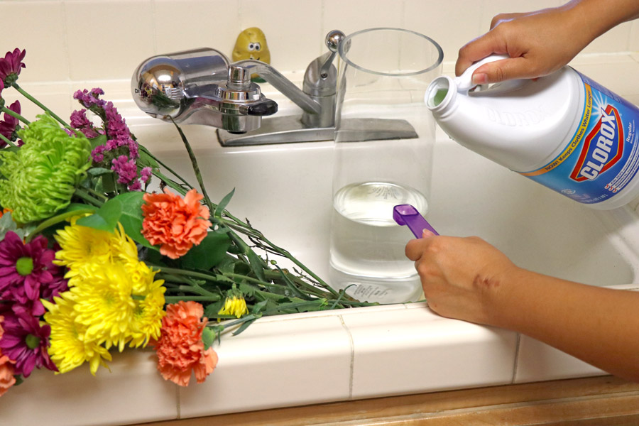 See how to use Clorox bleach for back to school cleaning - extend cut flower life.