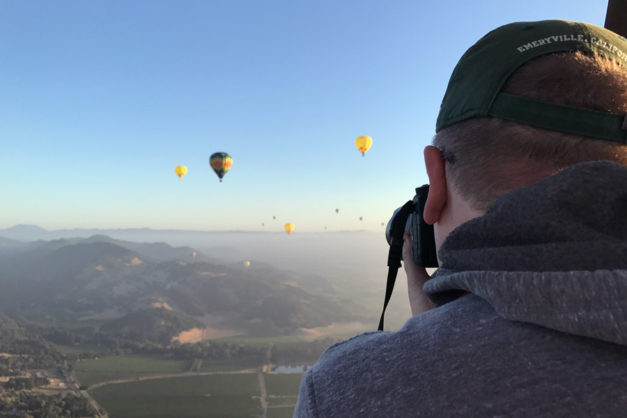 Hot air balloon ride over Napa Valley California Photography from the air