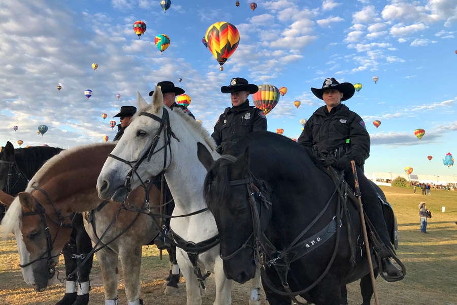 2017 Albuquerque International Balloon Fiesta in New Mexico Special Shape Rodeo Police Horses