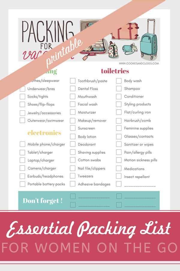 Essential Printable Packing List for Women