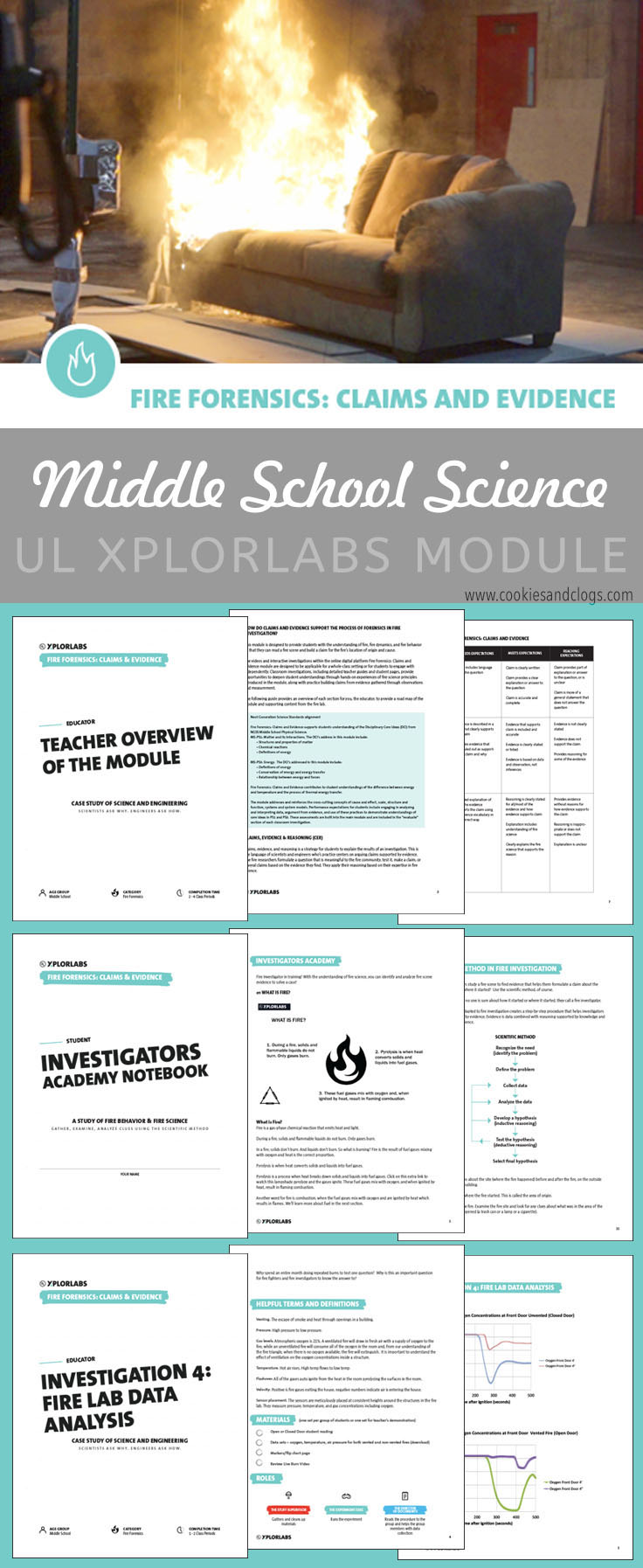 UL Xplorlabs Fire Forensics: Claims and Evidence science STEM classroom or homeschool unit / lesson plan