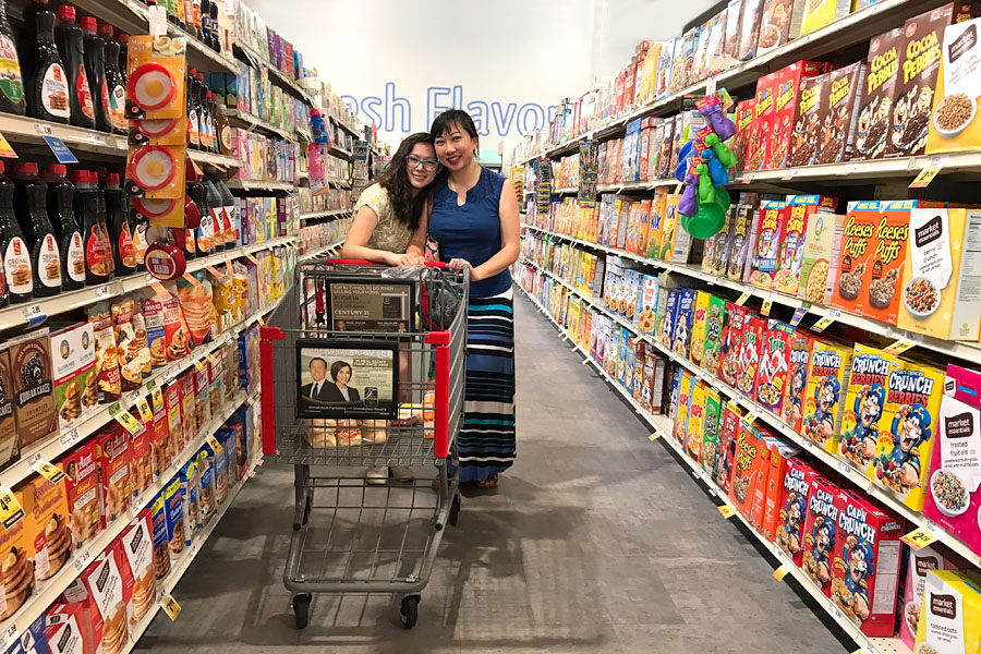 Back to School Grocery List and School Lunch Ideas. Teen shopping at Lucky Supermarket with optional ClickClick online grocery shopping and curbside delivery.