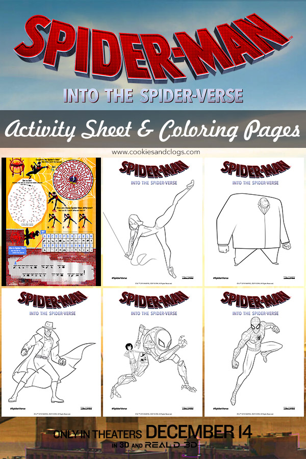 Sony Pictures and Marvel Spider-Man: Into the Spider-Verse printable activity sheet and coloring pages.