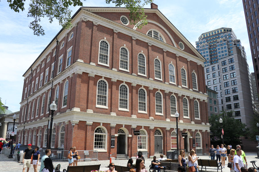 Family travel tips for visiting the Boston Freedom Trail in Boston, Massachusetts with historic sites - Faneuil Hall
