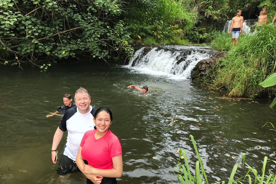Kauai ATV Waterfall tour with family / teens in Ohana Bug in Kauai Hawaii Waterfall