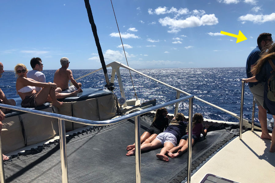 Top things to do in Kauai Hawaii — Kauai Napali Coast boat tour / Na Pali Coast sunset cruise trampoline deck