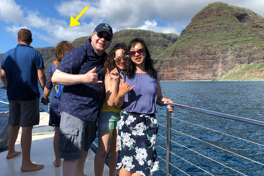 Top things to do in Kauai Hawaii — Kauai Napali Coast boat tour / Na Pali Coast sunset cruise family photo