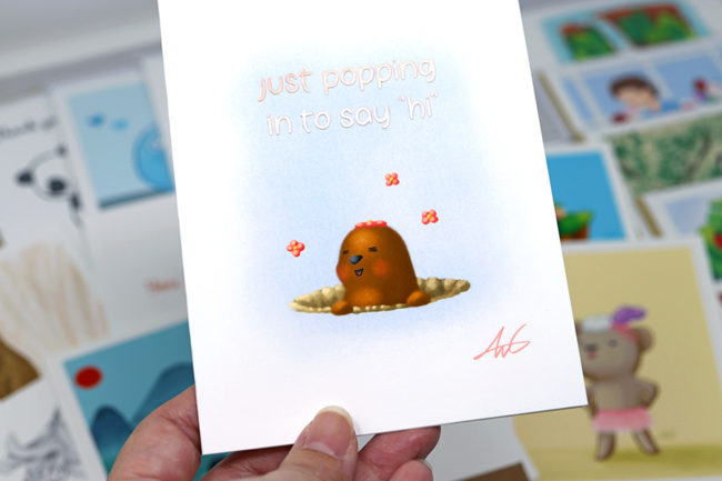 Anelynn.com online store for cute greeting cards, stickers, magnets, prints happy mole