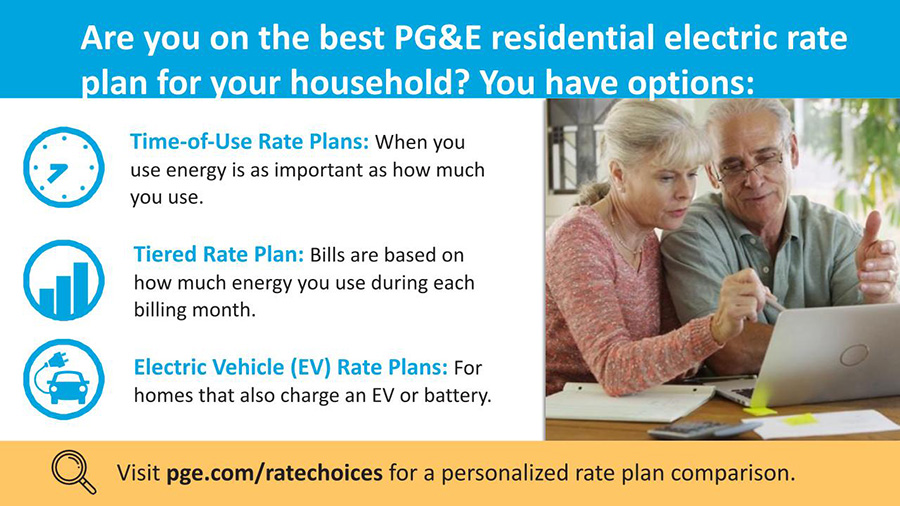 PGE Time of Use rate plan tiered electric vehicle options