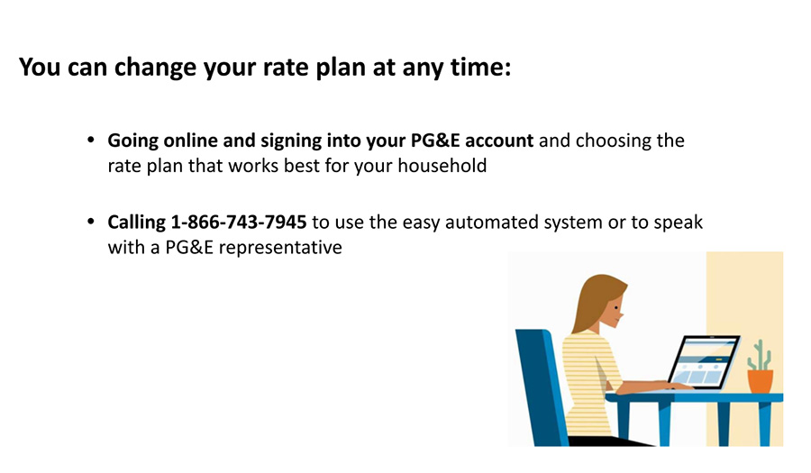PGE Time of Use rate plan personal faq interview change rate plan